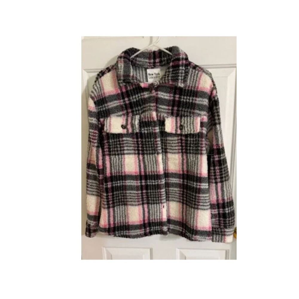 NWT NY Laundry Plaid Shacket Women's Oversized Shirt Jacket Sz S